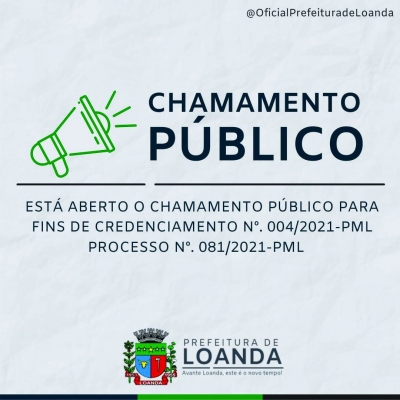 PRORROGAÇÃO - AVISO DE ABERTURA EDITAL DE CHAMAMENTO PÚBLICO PARA FINS DE CREDENCIAMENTO Nº. 004/2021.